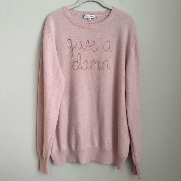 Lingua Franca Sweaters - Lingua Franca Pink “Give a Damn” 100% Cashmere Sweater Size XL